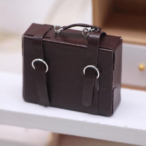 1:12 Scale Dollhouse Miniature Briefcase | Faux Leather Suitcase for Modern Dollhouse Decor | Dollhouse Accessories (White) in Kuwait