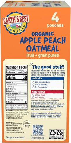 Earth's Best Organic Baby Food Pouches, Stage 2 Wholesome Breakfast Puree for Babies 6 Months and Older, Organic Banana Blueberry Flax and Oat Puree, 4 oz Resealable Pouch (Pack of 16) in Saudi Arabia