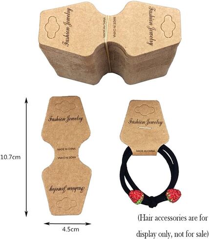 AKOAK 100 Pcs Necklace Display Card 10.7 x 4.5 cm Hangtag Rubber Band Headwear Packaging Card Paper Brown Kraft Paper Necklace Card Holder Jewelry Display Card Bracelet Hair Ring Jewelry Label (A-03) in Saudi Arabia