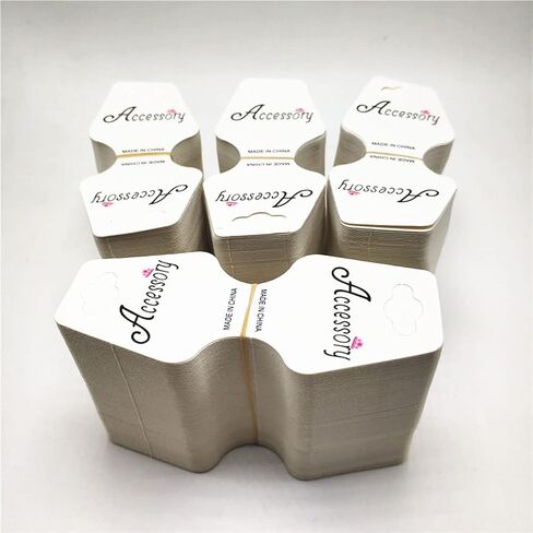 AKOAK 100 Pcs Necklace Display Card 10.7 x 4.5 cm Hangtag Rubber Band Headwear Packaging Card Paper Brown Kraft Paper Necklace Card Holder Jewelry Display Card Bracelet Hair Ring Jewelry Label (A-03) in Saudi Arabia