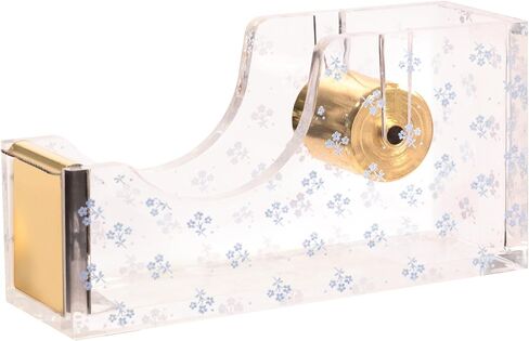 Laura Ashley Heirloom Cottage Tape Dispenser – 5" Floral Acrylic & Gold Desktop Tape Holder – Stylish Aesthetic Office Supply for Home & Work – Heavy-Duty Cutter with Gift-Ready Packaging in Kuwait