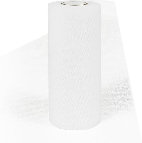 أبيض تول النسيج لفة 6 بوصة 25 ياردة شفافة تول شباك البخار تول تول لتنورة توتو هدية التغليف حفل الزفاف الحلي ديي الحرف اليدوية in Kuwait