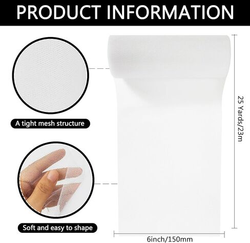 أبيض تول النسيج لفة 6 بوصة 25 ياردة شفافة تول شباك البخار تول تول لتنورة توتو هدية التغليف حفل الزفاف الحلي ديي الحرف اليدوية in Kuwait