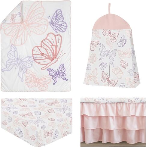 Sweet Jojo Designs Solid Color Blush Pink Shabby Chic Harper Baby Girl Crib Bedding Set 4 Pieces in Saudi Arabia