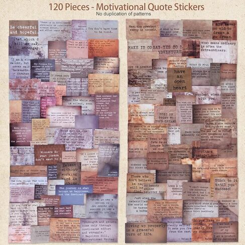 Dizdkizd Vintage Motivational Quote Stickers for Scrapbooking, Journaling, Typewriter-Style Fonts, 120 Pieces Non-repetitive Positive Sayings for Junk Journal, Planner, Collage, Laptop in Saudi Arabia