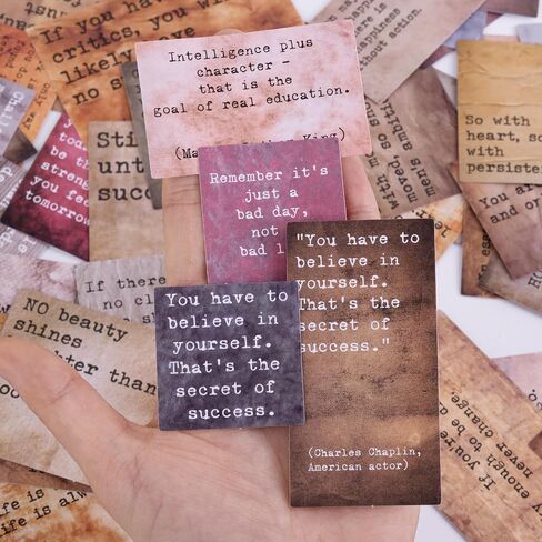 Dizdkizd Vintage Motivational Quote Stickers for Scrapbooking, Journaling, Typewriter-Style Fonts, 120 Pieces Non-repetitive Positive Sayings for Junk Journal, Planner, Collage, Laptop in Saudi Arabia