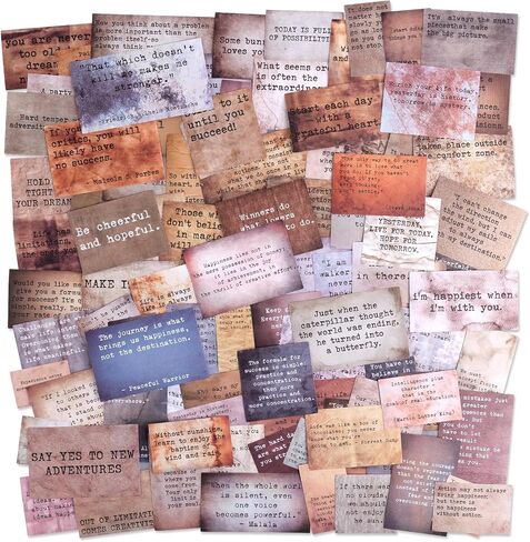 Dizdkizd Vintage Motivational Quote Stickers for Scrapbooking, Journaling, Typewriter-Style Fonts, 120 Pieces Non-repetitive Positive Sayings for Junk Journal, Planner, Collage, Laptop in Saudi Arabia