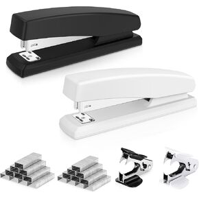 deli Stapler, 2 Pack, Includes 2000 Stapler & 2 Stapler Remover, Black & White