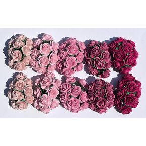 100 PCS Mini Rose 5 Colors Mulberry Paper Flower