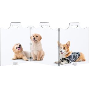 Acrylic Dog Gate 3 Panels 60" W*24" H for House,No Need Installed Clear Dog Play Pen,Acrylic Dog Barriers for Home,Foldable Freestanding Dog Gates for Small Pets