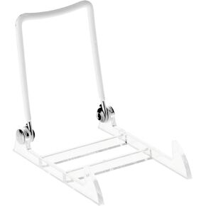 Gibson Holders 1PL Adjustable White Wire and Clear Acrylic Display Easel, 2.75" W x 3.75" D x 3.5" H, Pack of 3