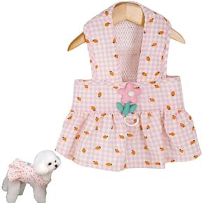 Strawberry Print Dog Dress with Flower Decoration, Adjustable Velcro Waist Plaid Cat Dresses, Pet Dress for Small Dogs, Puppies, Chihuahuas, Yorkies, Dog Dresses for Girl(Green,XXL) in Kuwait