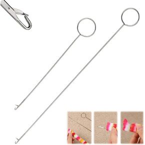 1pc حلقة فضية Turner Sewing Tool ، حلقة خياطة تيرنر هوك ، خطاف الإبرة ، لوازم الخياطة الكروشيه ، حلقة خياطة تيرنر خطاف لأحزمة أنبوب النسيج شرائط حاكمة التريكو (17.5 سم)