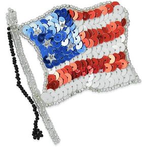 Expo International Old Glory American USA Flag Sequin Pints/healses ، Red White and Blue