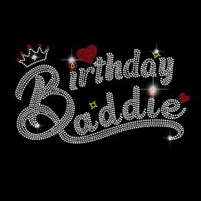 عيد ميلاد رائع Baddie الحديد على أحجار الراين نقل عيد ميلاد بلينغ الزجاج شارات Rhinestone Diy Crystal Hot -Impix Transfer Crystal for Hoodies Art Decor