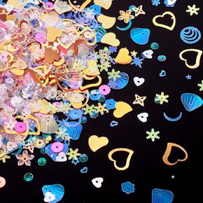 Beadthoven 100g الترتر والتراجع للحرف اليدوية ، مزيج اللون الباستيل شكل الترتر لوازم اللوازم الفاتحة الفاتحة القزحية بايليت ديي الترتر لزخارف حفلات عيد الميلاد زخرفة الحفلات
