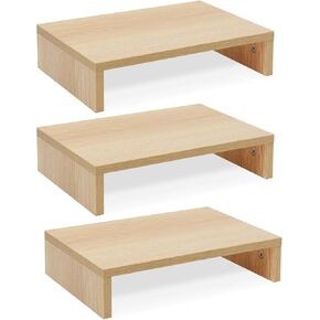 TEAMIX 14.2 inch Maple Adjustable Monitor Stand Riser-2 Pack for 2 Monitors/Laptop/PC Computer Stand Desk Organizer.