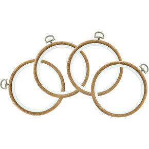 Hordion 4 Pieces 5.3 Inch Embroidery Hoops, Imitated Wood Cross Stitch Hoop Ring Round Embroidery Hoop Frame for Ornaments Art Craft Sewing