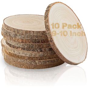 Set of (10) 10-11 Inches Large Wood Slices, Wood Centerpieces for Tables, Wood Slices for Centerpieces, Unfinished Wood Rounds for Wedding, Baby Shower, Party, Natural Paulownia Wooden Slabs in Saudi Arabia