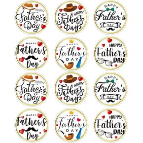 48pcs ملصقات ألعاب الآباء - 1.5 "Happy Fead's Day Envelope Seals علامات هدية علامات على البطاقات صناديق الهدايا DIY الحفلات الحفلات