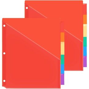 A4 Binder Dividers with Pocket 12 Tab Pockets Folder Colorful PP Page Index Divider for 3 Ring Binders Notebook Document Planners Inserts Office School Supplies (12 Sheets)