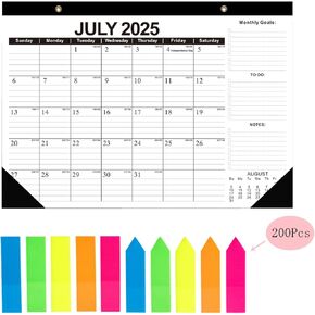 التقويم المكتبي مع 200 علامة تبويب لزجة - 18 شهرًا مخطط مكتب (يوليو 2025 - ديسمبر 2026) ، حجم كبير 17 "× 12"