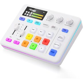 Facmogu F998 Live Sound Card Audio Mixer, Podcast Audio Interface with DJ Mixer Effects, Voice Changer with Sound Effects for Karaoke Tiktok YouTube Live Streaming Record Gaming