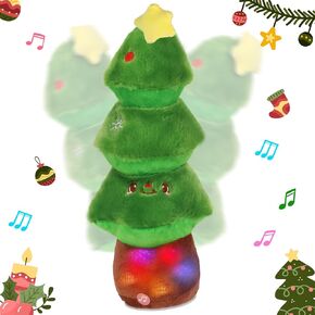 Hopearl Talking Christmas Tree Repeats What You Say Lighting up Nodding Electric Speaking Interactive Animated Toy Festival Gifts for Toddlers, 12''