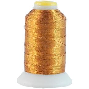 Threadart Metallic Thread | No. L8 - Gold | 500 Meter Cones (550 Yards) | 25 Brilliant Shiny Colors | For Machine Embroidery
