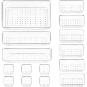VTOPMART 25 PCS و 15 PCS مجموعة درج بلاستيكي واضح