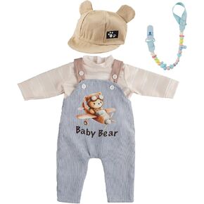 Babeside 4 PCS Reborn Baby Doll Clothes Preside for 17-22 Inch Babydolls ، و Guit Bear Doll Salms مع سلسلة مقطع قبعة ودمى من أجل دمى الطفل الواقعية ، والأزرق