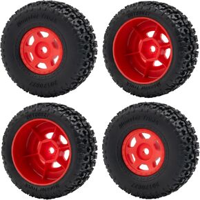 Rchubam 1/14 العجلات البلاستيكية والإطار 4pcs إطارات الأمامية/الخلفية وتوافق العجلة مع 1/14 Arrma Mojave Grom Parts (Red)