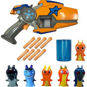 تتضمن مجموعة ألعاب Slugterra Eli Megamorph Blaster & Mini Mini Collectible Bundle ، مجموعة ألعاب واحدة ، أحرف Slug ذات 5 حزم ، 8 ذخيرة Slug و Burpy حصرية