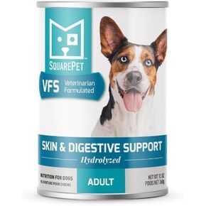 VFS Skin & Digestive Support Dog Food, Hydrolyzed Protein, Omega 3 & 6, 13oz Can, Case of 12 - Ideal for Food Sensitivities