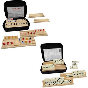 مجموعة دومينو للبالغين مع 4 رفوف خشبية و Rummy Cube 6 Player Edition مع 6 رفوف خشبية