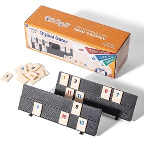لعبة Rummy Cube مع حقيبة محمولة ، لعبة Mini Rummy Cube للبالغين والأطفال ، و 106 بلاط ، ولعب الرف ， مجموعة سفر مع 4 حاملي من البلاط لألعاب الطاولة الكلاسيكية العائلية (Travel Edition 2-4 Players)