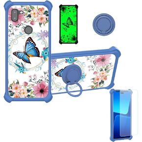 Orbic Fun Case Fun+ Plus Case Compatible with Orbic Q10 4g Lte Phone Case RC609LP RC609LSM RC609L Cover [with Tempered Glass Screen Protector][Hard PC + Soft Silicone][Luminous Effect] YGL-LHD