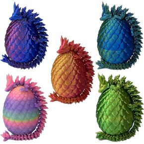 MINI 3D Printed Dragon Eggs 5pcs مع مجموعة ألوان التدرج المتوهج بالألوان القوس ، وهي هدية رائعة من بيض التنين الكريستال المفاجئ