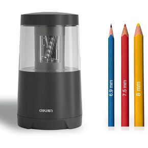 deli Electric Pencil Sharpener for Colored Pencils Sharpener Electric Plug in for 6.9-8 mm Large Pencils, Pencil Sharpener for Kid Cordless Pencil Sharpeners Electric for Classroom Home(Black)