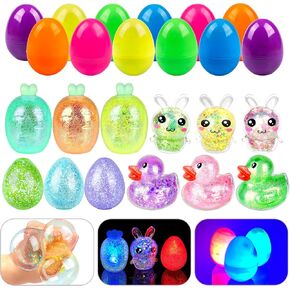 12 Packs Easter Egg Fillers with Light Up Squishy Toys Inside,Easter Basket Stuffers for Kids Prefilled Easter Eggs Easter Gifts for Kids (Over 3 Years Old)