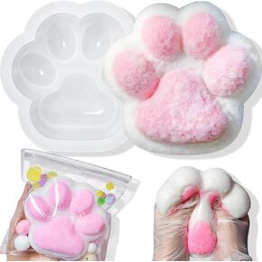 Baborui Taba Squishy Making Kit - 4.7 "Cat Paw Silicone Mould Large Cat Paw Squishy Jumbo + Flocking + Cute Ball ، Diy Fufu Squishy Making Kit for Squishy Toys