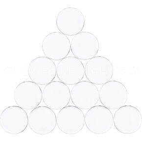 CleverDelights 18mm (11/16 ") بلاط زجاج مسطح دائري - 50 حزمة - بلاط زجاج مسطح صافي