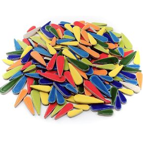 Ceramic Mosaic Tiles for Crafts, 7oz Assorted Colors Mosaic Tiles Ceramic for Art Supplies, Mosaic Making Kit for DIY Hobbies Children Handmade Home Decoration Art Projects (Drop Mixed)