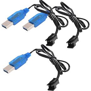 3pcs 3.7 فولت كابل شاحن USB مع موصل SM-2P لسيارات RC والشاحنات والقوارب والمركبات الحيلة-3.7 فولت إعادة شحن الشاحن LI-ION وشاحن LI-PO لألعاب التحكم عن بُعد