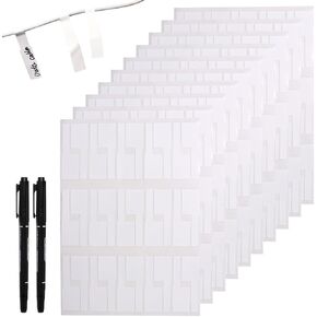 300 Pcs Cable Label Tags with Quick Drying Marker Pens, 10 Sheet Handwriting Identification Wire Markers, Waterproof Tear Resistant Cord Labels for Computers Switches Cable Management