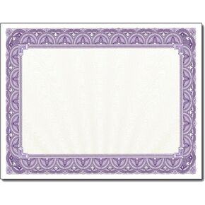 ورقة شهادة فارغة الحدود الأرجواني - شهادات 500 باك - 8.5 "× 11" لجوائز الطابعة