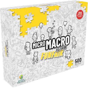 Micromacro Jigsaw: Funfair 500 Piece Puzzle - بناء funfair وابحث عن الأشياء المخفية وحل الألغاز | عظيم للبالغين والأطفال الذين يحبون التفاصيل الصغيرة | موضوع وصديق للأسرة