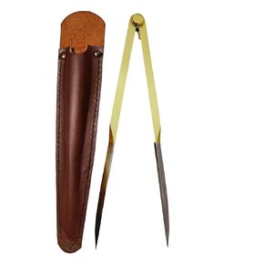 Vintage Navigation Straight Pattern Artist Divider Solid Brass Drawing Tool Professional 7" Long Solid Brass with Heavy Duty Stainless Steel Point Tool for Art Projector with Leather Case