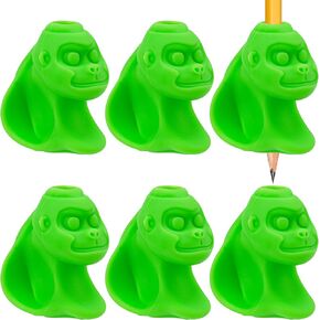 6pcs قبضة قلم رصاص على شكل أورانجوتان للأطفال ، حامل قلم رصاص ، ومساعدات في كتابة السيليكون الناعمة للأطفال ، وأداة وضع قبضة صحيحة للاستخدام المدرسي والمنزل (أخضر)