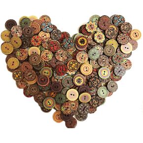 200 ٪ أزرار الخشب المستديرة للحرف اليدوية 20mm مختلط الزر الخشبي الخشبية مع 2 فتحات ل Sey Sewing Decorative